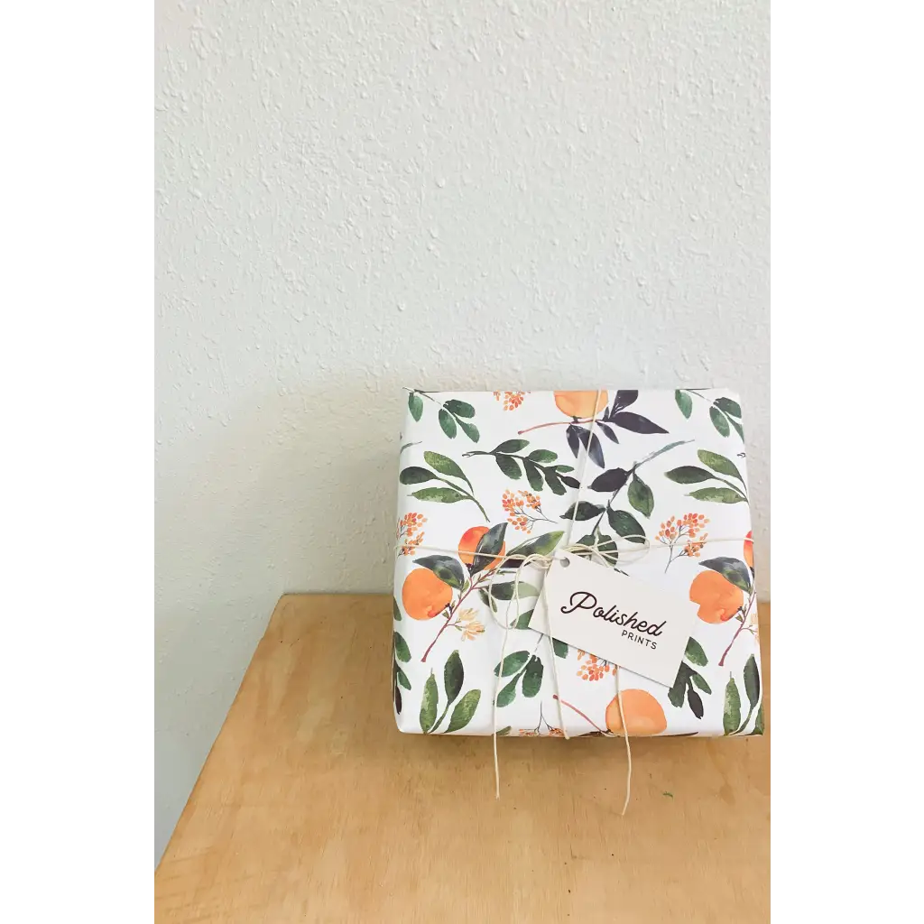 Gift box with orange floral pattern, perfect for stylish gifts and gift wrapping