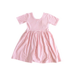 Pink and white gingham twirl dress with short sleeves for your little one’s day twirl