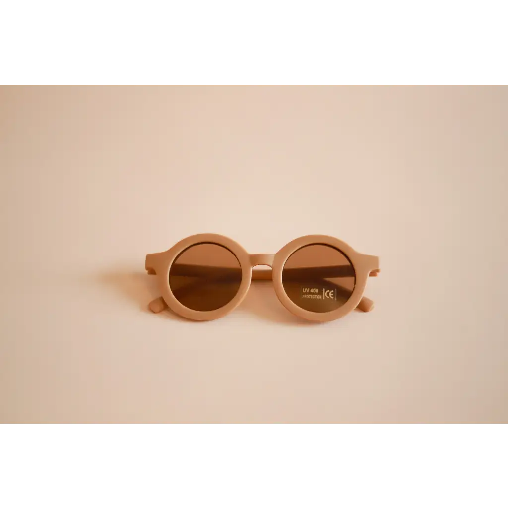 Round beige sunglasses with brown lenses from Super Cool Golden Brown Sunnies collection
