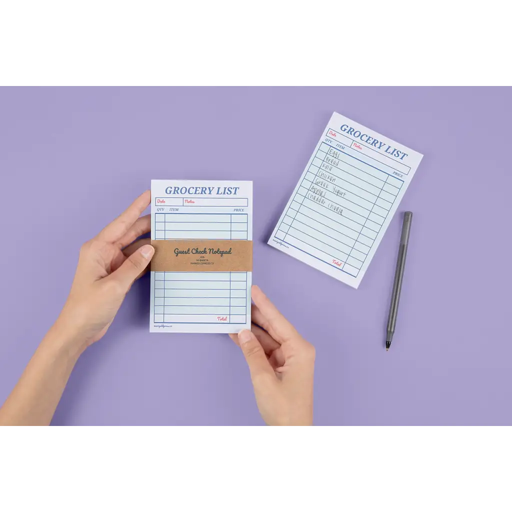 Guest Check Notepad Grocery List with polished prints for stylish womens clothes fans