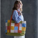 Handmade Checkered Canvas Tote Bag with interior slip pocket for easy storage