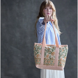 Handmade floral mini tote bag made from organic cotton with slip pockets for style and function