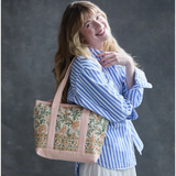 Handmade Floral Mini Tote Bag in organic cotton with slip pockets for easy carry