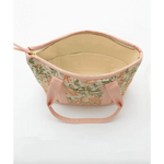 Handmade Floral Mini Tote Bag made of organic cotton with slip pockets and pink trim