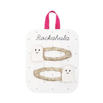 Glittery gold hair clips with white ghost charms for stylish womens clothes and moms
