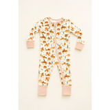 White bamboo baby sleeper with brown cowboy and horse pattern from Hay There Bamboo Baby Sleeper