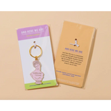 Pink Greek Bust Enamel Keychain with chic packaging for a stylish touch