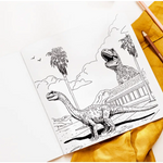 Black and white dinosaur sketch with palm trees in Whataburger Edition drawing lessons