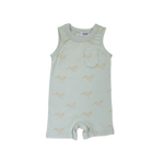 Sleeveless mint green Hummingbird Pocket Playsuit for your little adventurer with birds