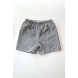 Kids Gingham Pull-On Shorts in soft seersucker-textured fabric with rolled hem details for French summer fun