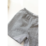 Kids Gingham Pull-On Shorts in soft seersucker-textured fabric with rolled hem for French summer fun