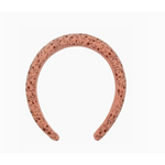 Pink padded velvet headband in soft prairie print for a stylish, comfy look