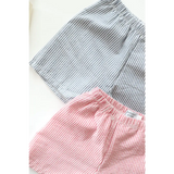 Kids striped pull-on shorts in classic nautical style with easy pull-on design and seersucker fabric