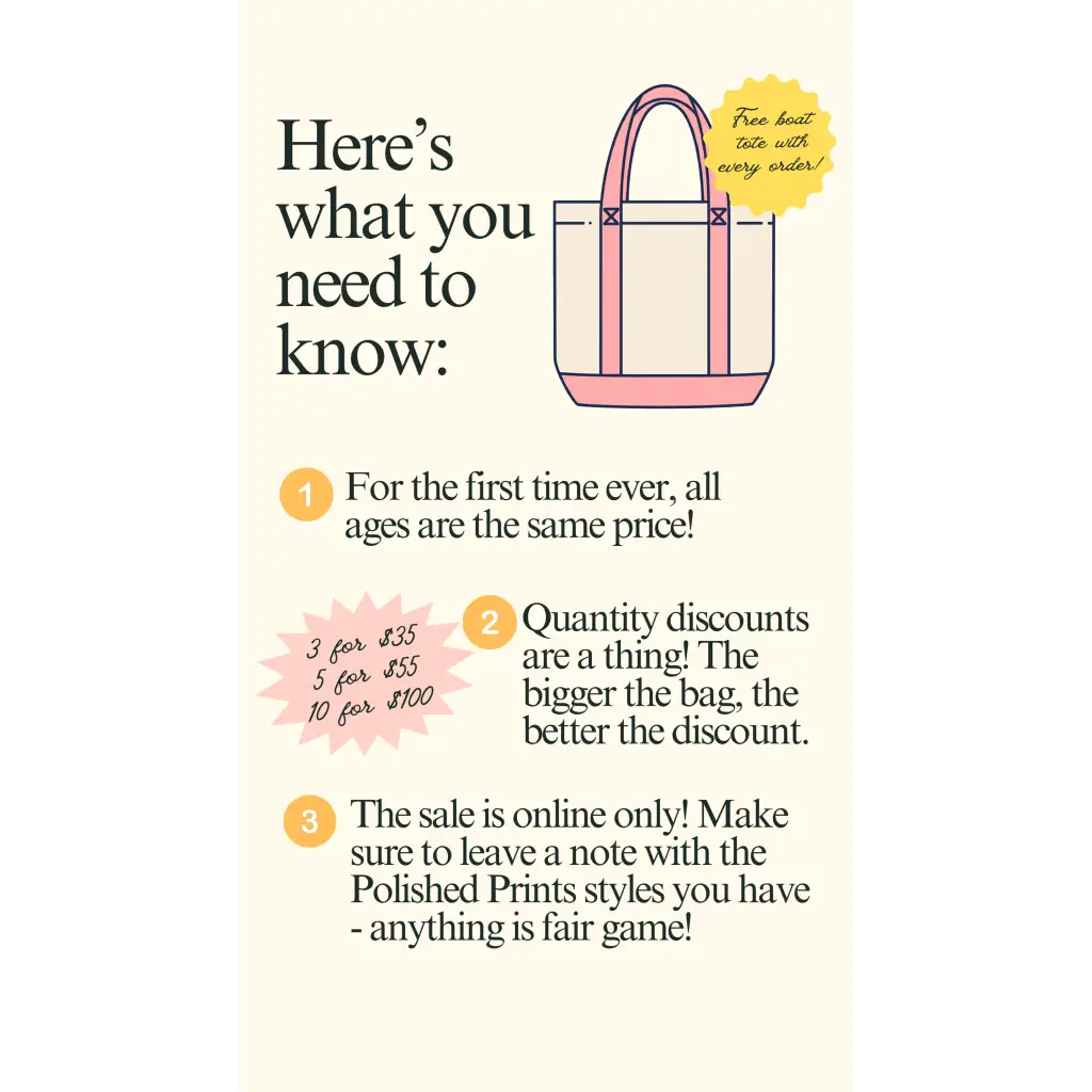 Kids Surprise Mystery Bundle tote bag with pink straps and popular polished prints