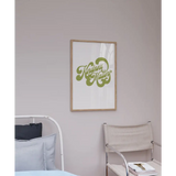 Framed Kindness Matters wall print with retro lettering adds charm to your space