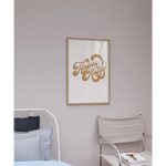 Framed gold kindness matters wall print with retro typography, perfect for any space