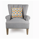 Gray armchair with wooden legs and geometric diamond pattern Lana Decorative Pillow