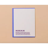 Funny late early birthday greeting card with blue border and minimal text design