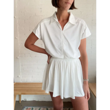White Libby Romper with front zip, perfect athletic mesh romper for casual wear