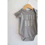 Gray Bug Baby Onesie for Little Ones in 3mo fits closer with LITTLE BUG printed text