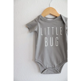 Gray Bug Baby Onesie for Little Ones in 3mo fits closer with LITTLE BUG printed text