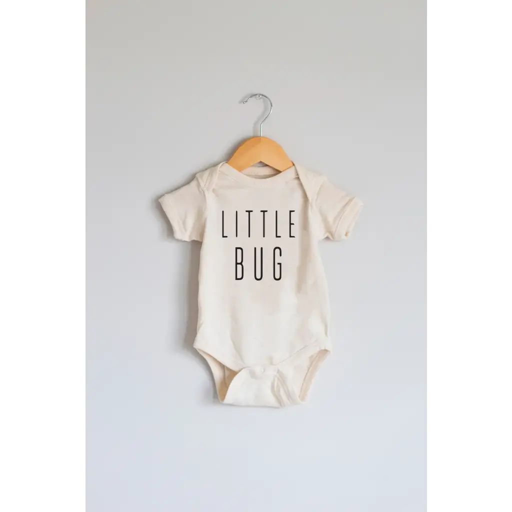 Cream organic cotton baby onesie with Little Bug design for your cute little one