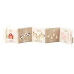 Accordion fold Little Farm Soft Book with embroidered farm animals and numbers for babies