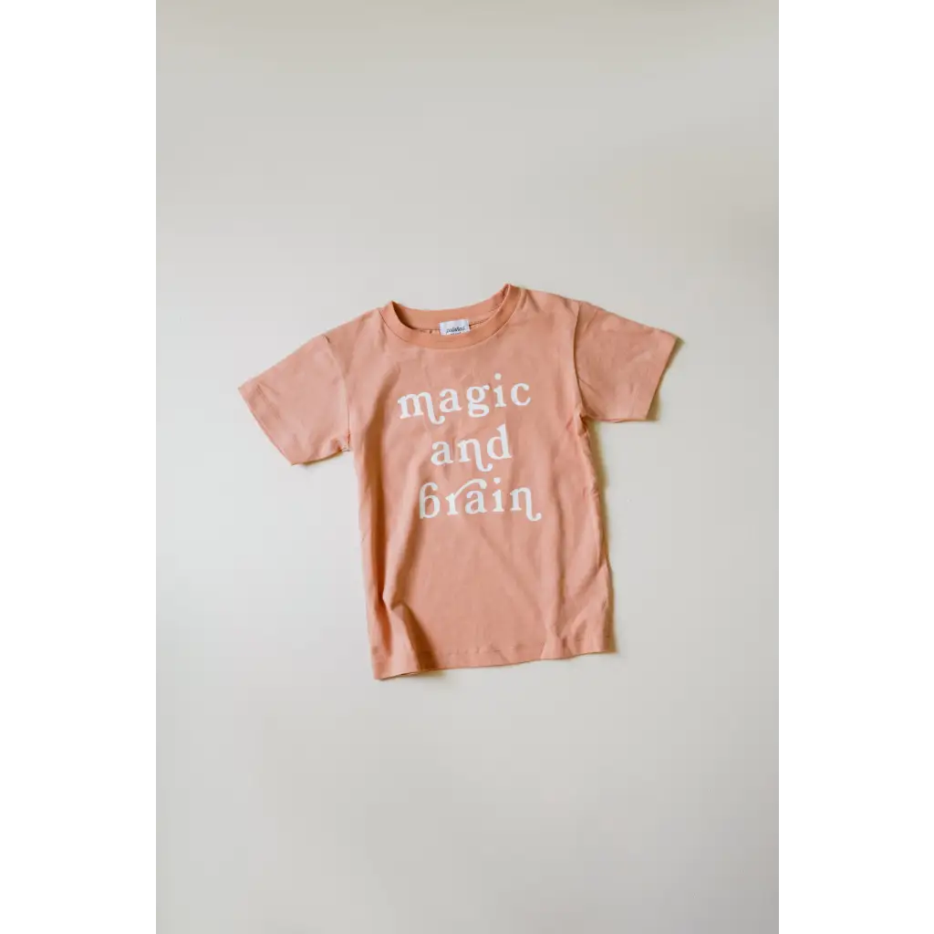Peach tee with Magic and Brain inspired by Moon Song from Kate Baer on final sale
