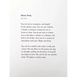 Moon Song poem in black on white paper from Kate Baer’s Peach Tee, final sale