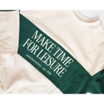 Make Time for Leisure Color Block Pullover Sweatshirt in white and green