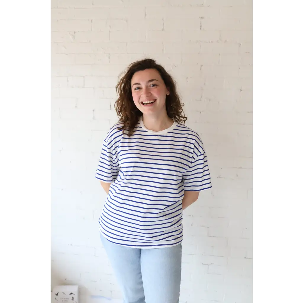 Mary Striped Short Sleeve T-shirt with polished prints, perfect for stylish womens clothes