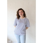 Mary Striped Short Sleeve T-shirt with polished prints, perfect for stylish womens clothes