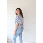 Mary Striped Short Sleeve showing polished prints in stylish womens clothes for moms