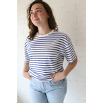 Mary Striped Short Sleeve T-shirt with polished prints, perfect stylish womens clothes for moms