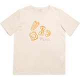 Beige Merci! Pasta Kids T-Shirt with cute hand-drawn pasta illustrations on a classic crew neck