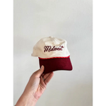 Two-toned Midwest Corduroy Rope Hat for kids, perfect unisex style with cool embroidery