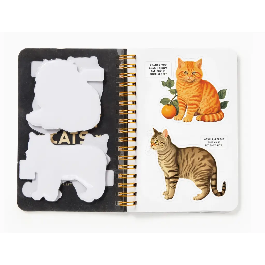Open Moody Cats Sticker Book with cute cat-themed polished prints and stickers