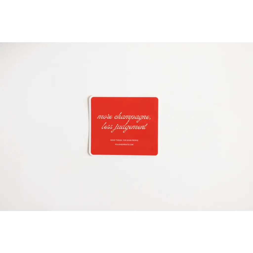 Red coaster featuring cursive text, perfect for a Playful Judgement Waterproof Sticker vibe