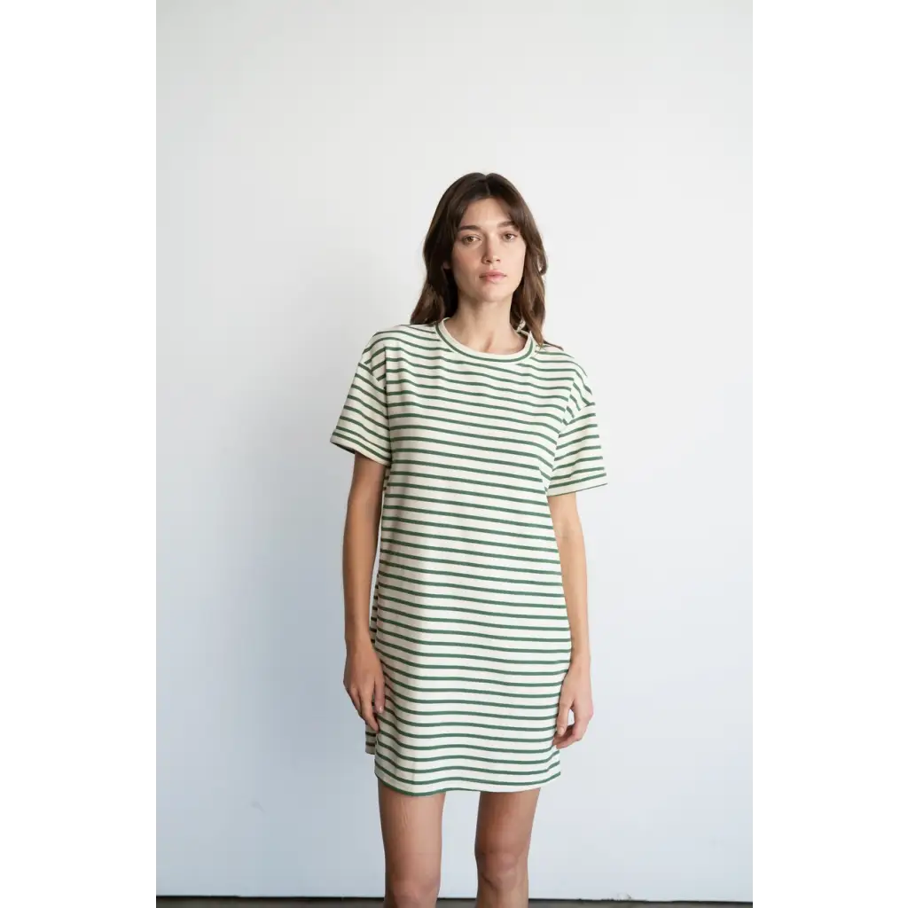Polished prints Nina Casual Striped Mini T-Shirt Dress perfect for stylish womens clothes