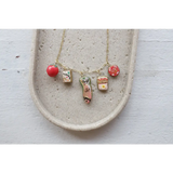 Gold chain necklace with colorful clay seaside charms for the Midwest Summer vibe