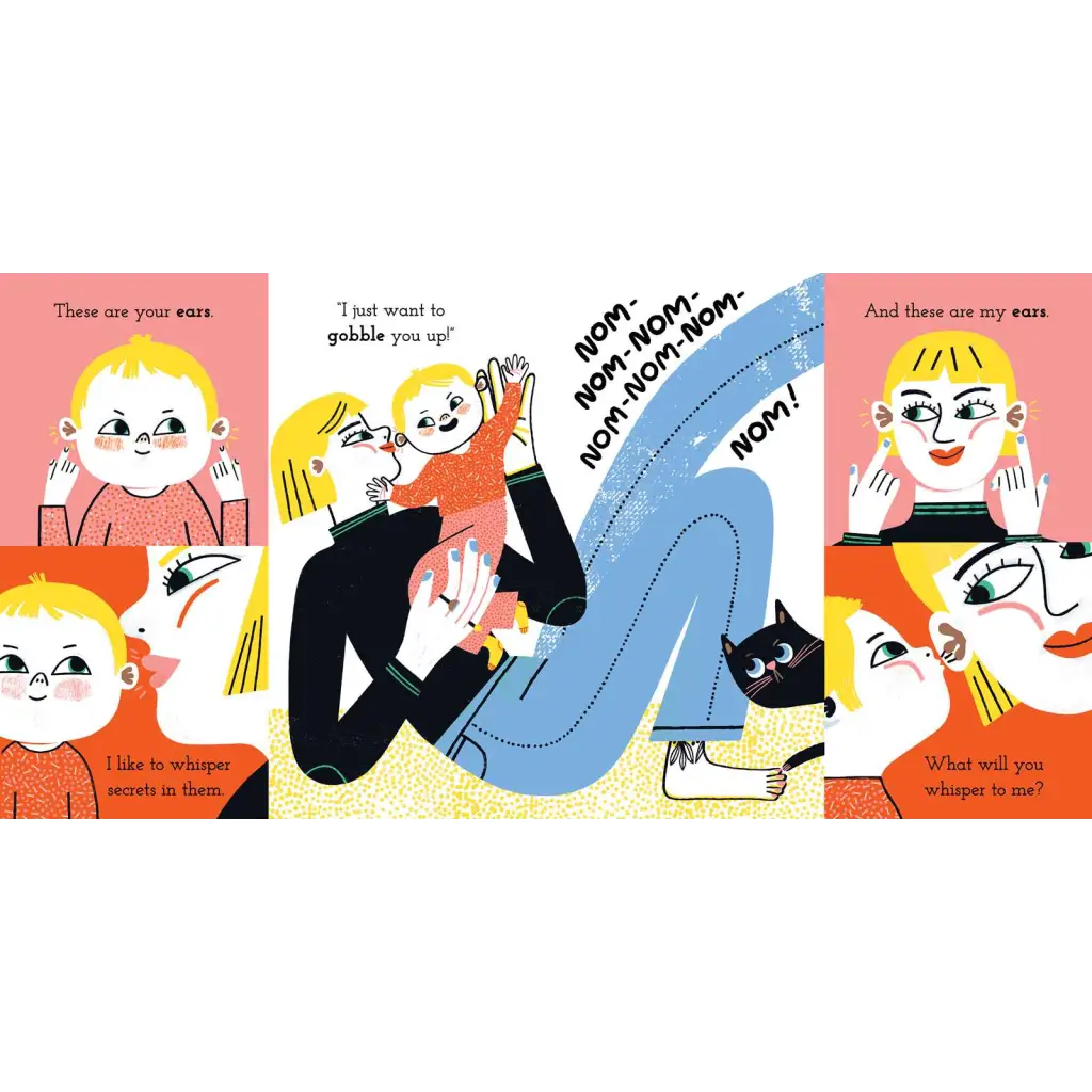 Cute orange baby plush toy in Nose, Toes, and Tummy Book by Sally Nicholls