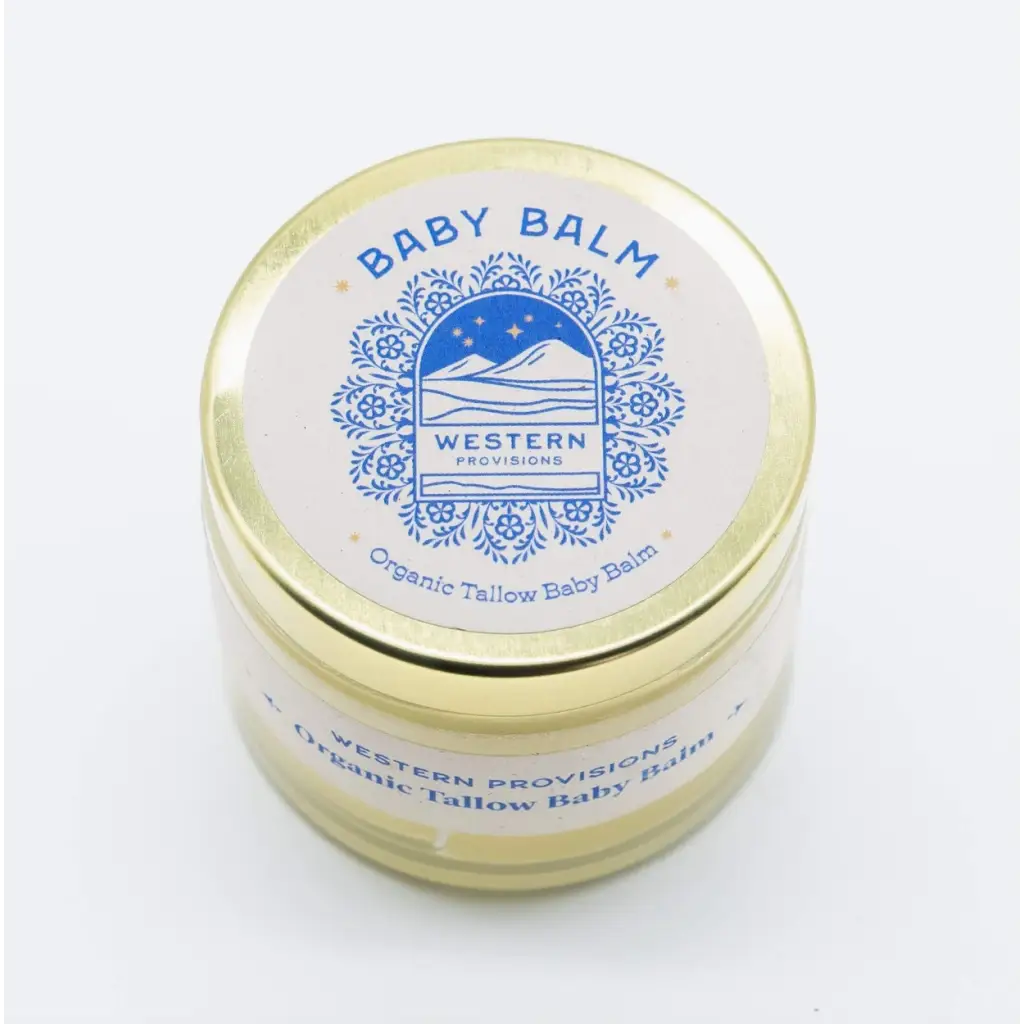 Organic Tallow Baby Balm in jar made with whipped pasture raised beef tallow