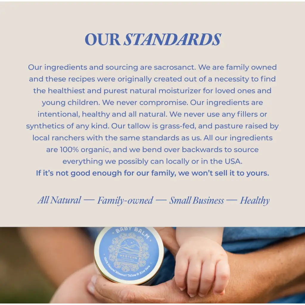 Organic Tallow Baby Balm in a tin with whipped tallow from pasture raised beef