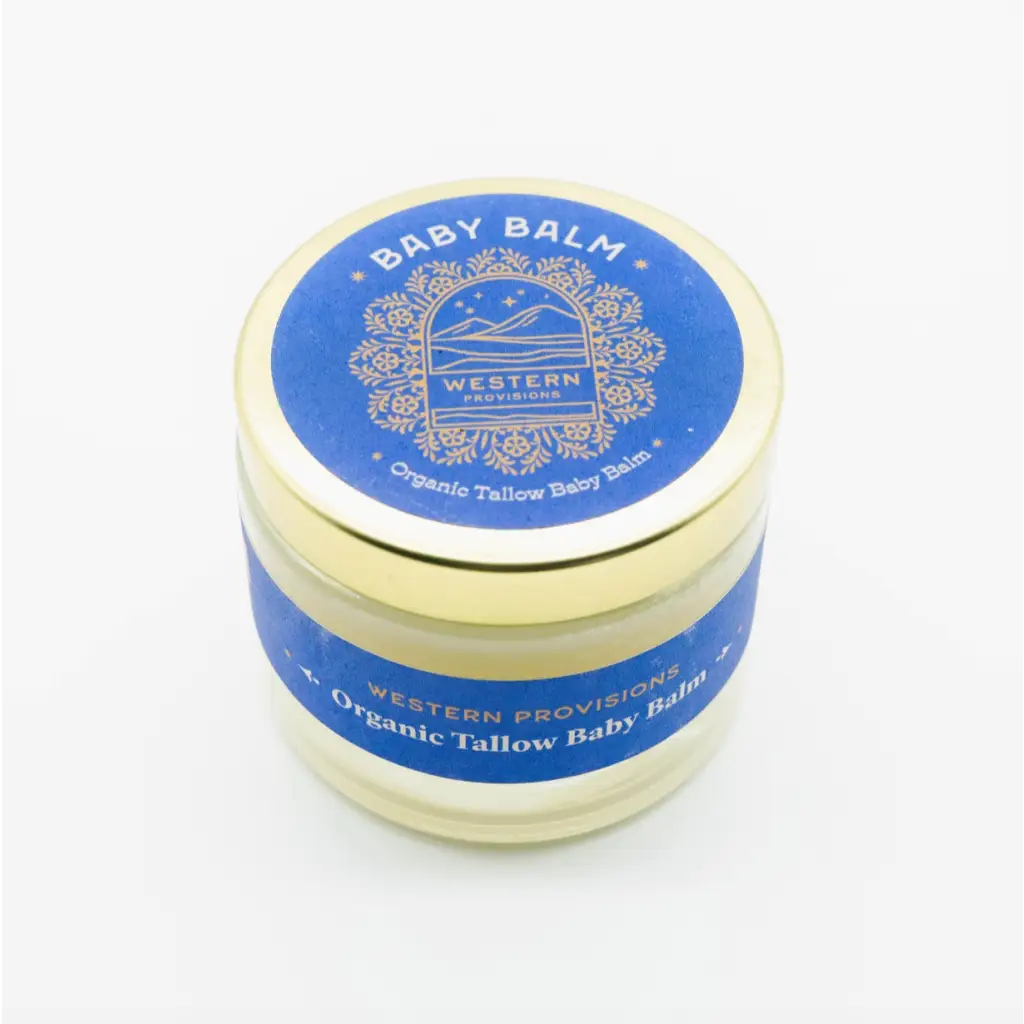 Organic Tallow Baby Balm jar with whipped pasture raised beef tallow healing cream