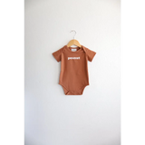Brown Peanut Organic Cotton Baby Onesie perfect for 3mo fits closer style