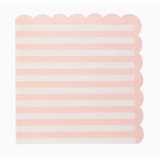 Pink and white striped scalloped napkin perfect for stylish cocktail napkins