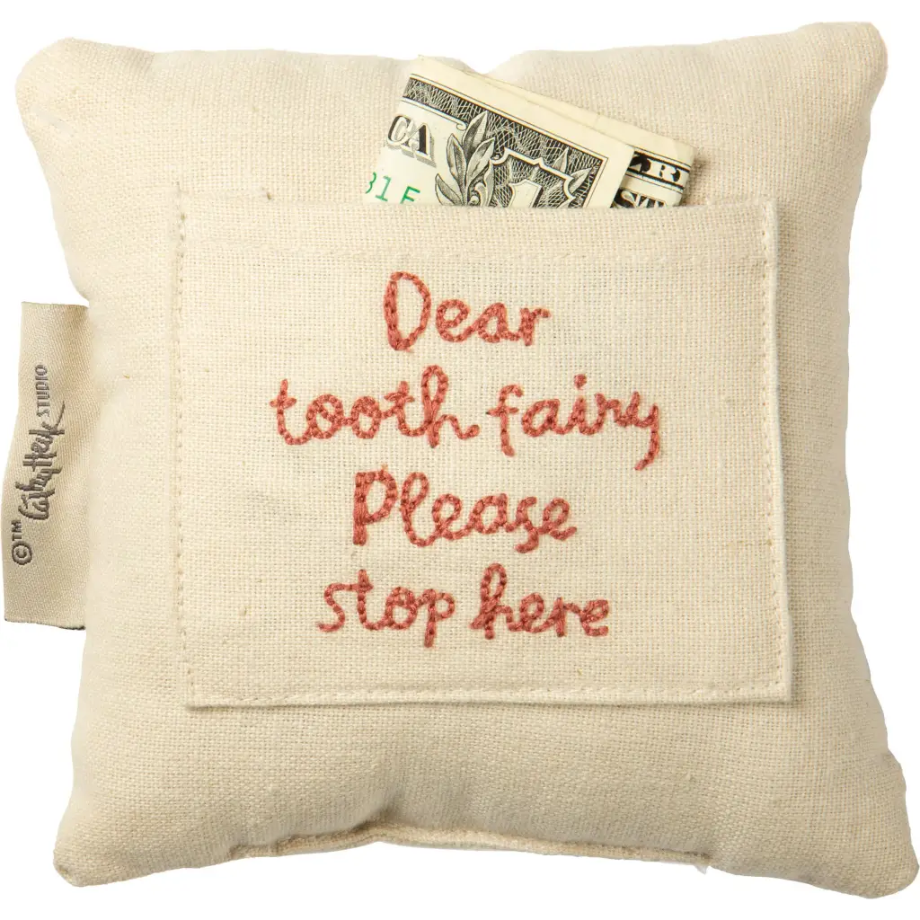 Cream-colored Tooth Fairy Pillow with pocket, perfect fairy pillow for kids