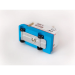 Blue and silver toy car with black wheels from Bob’s Plumbing Van in solid beech wood