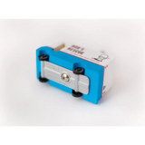 Blue and silver toy car with black wheels from Bob’s Plumbing Van in solid beech wood