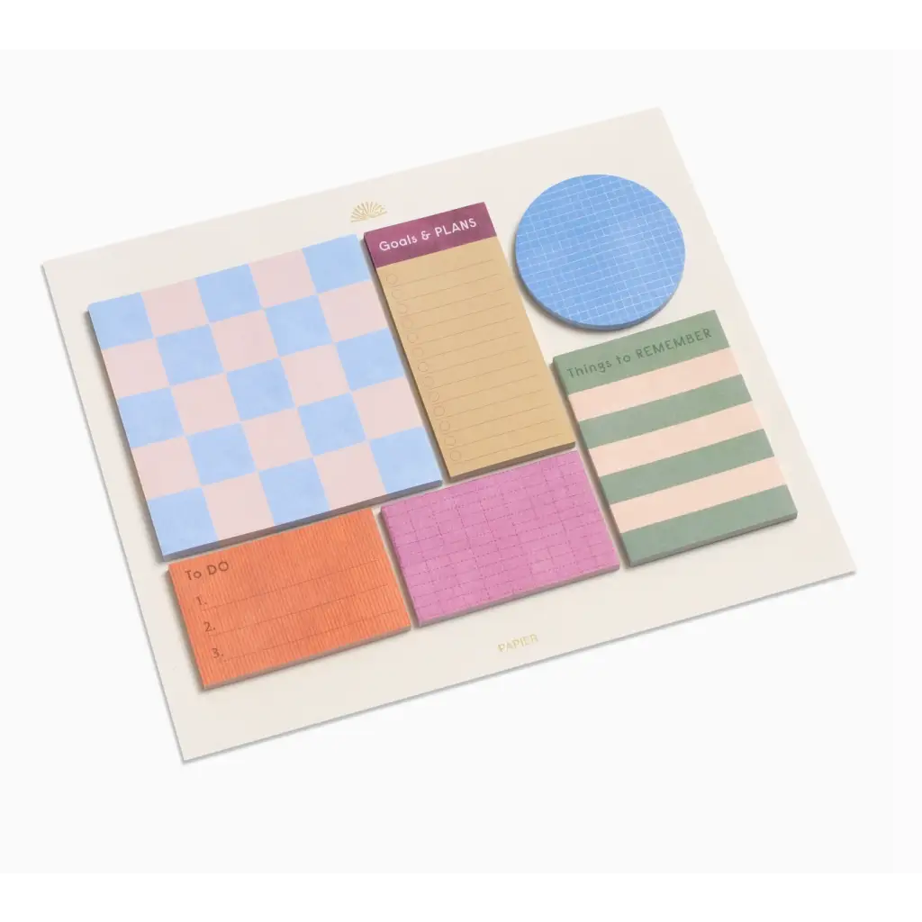 Colorful printed sticky notes set of 6 for easy note-taking and organization